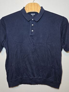 Lands End Mens XXL Traditional Fit Polo Shirt Navy Blue Coach Golf